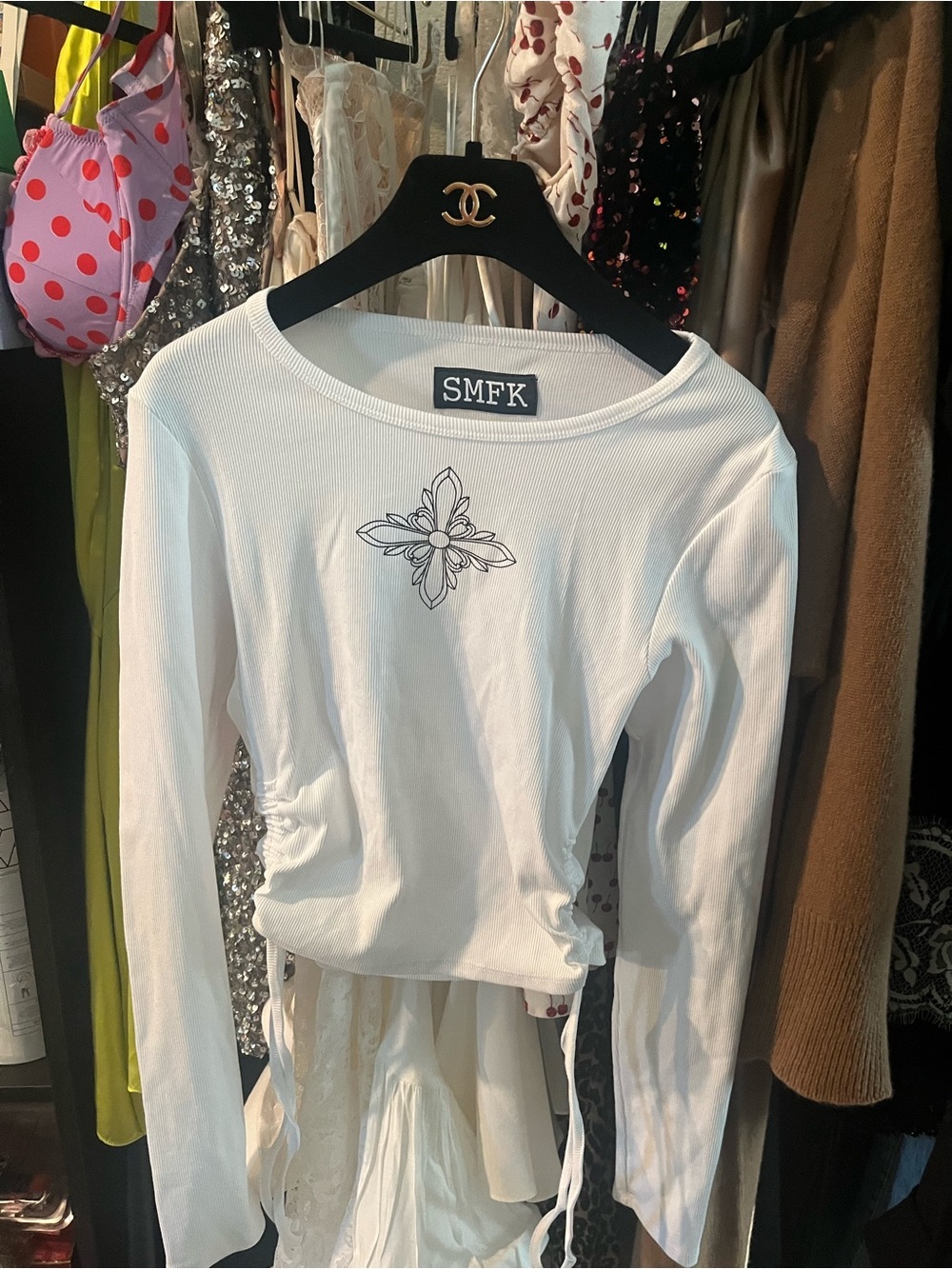 SMFK ( Luxury brand ) Long-Sleeve Ribbed Top -size L 🎀🎀